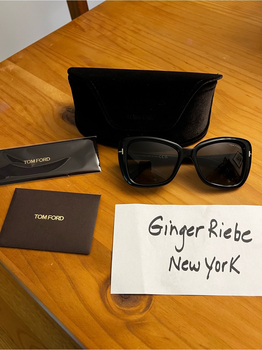 Tom Ford Black Oversized butterfly style Sunglasses with Dark Lenses